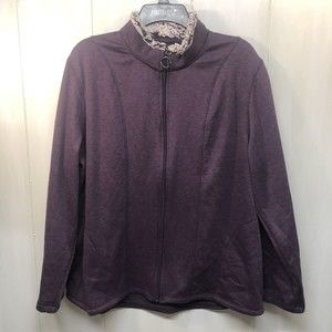 Women’s Cuddl Duds Zip Up Sweater Jacket Size XL Purple